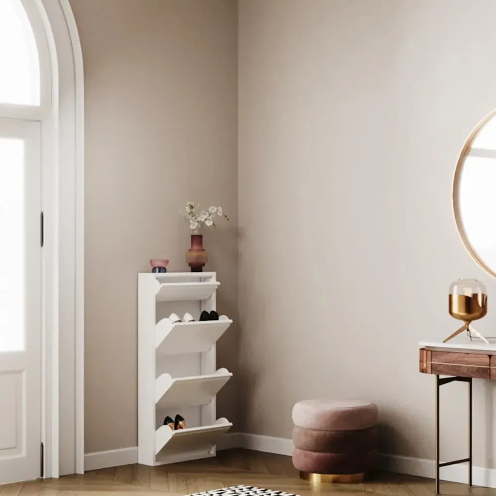 Illustration numéro 2 du produit Casier à chaussures 4 tiroirs en acier blanc