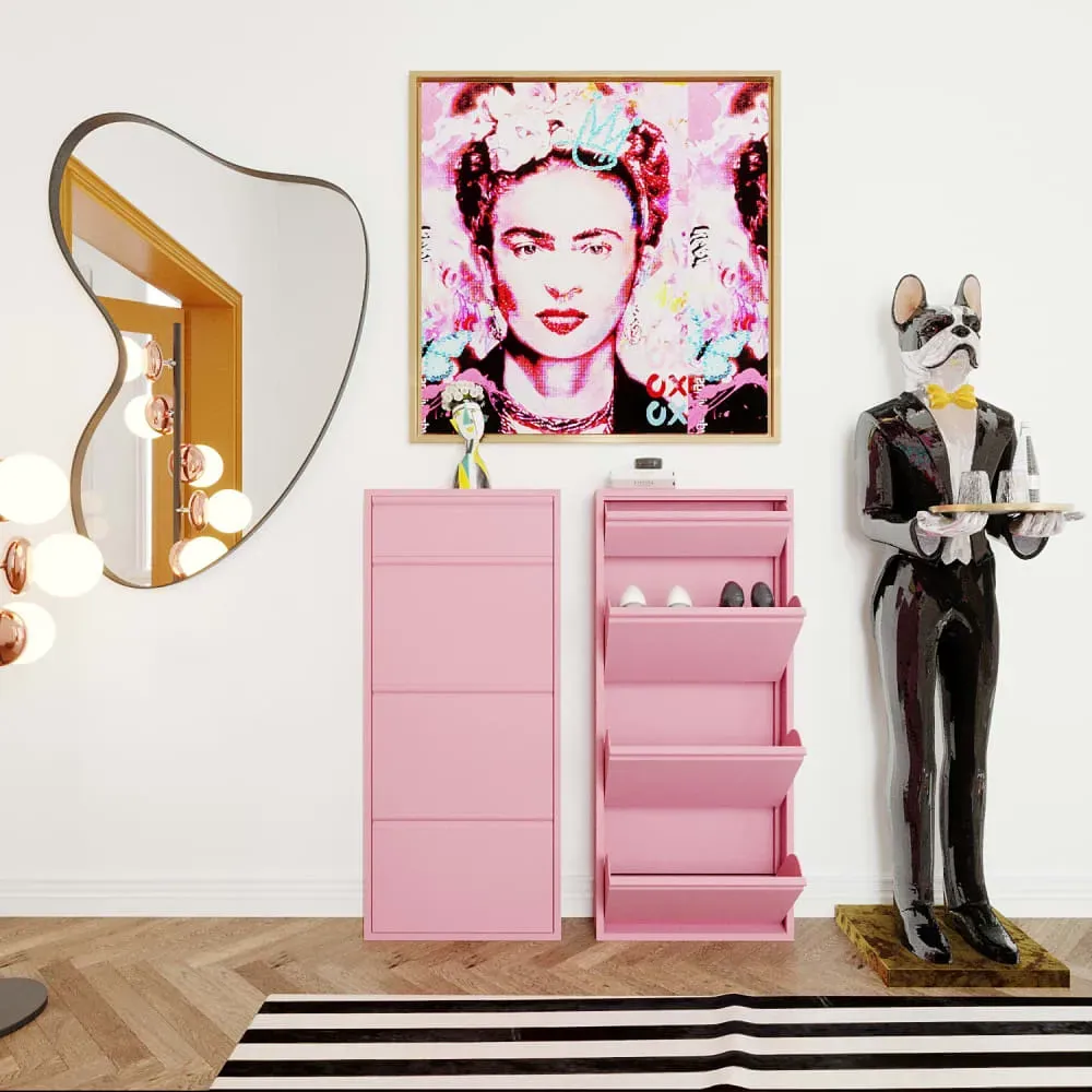 Illustration numéro 2 du produit Casier à chaussures 4 tiroirs en acier rose