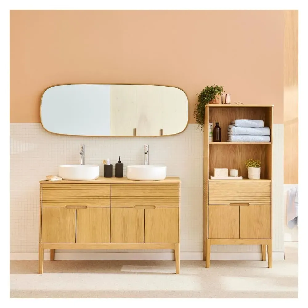 Illustration numéro 2 du produit Ensemble meuble double vasque +vasque+robinet+miroir+colonne 120cm