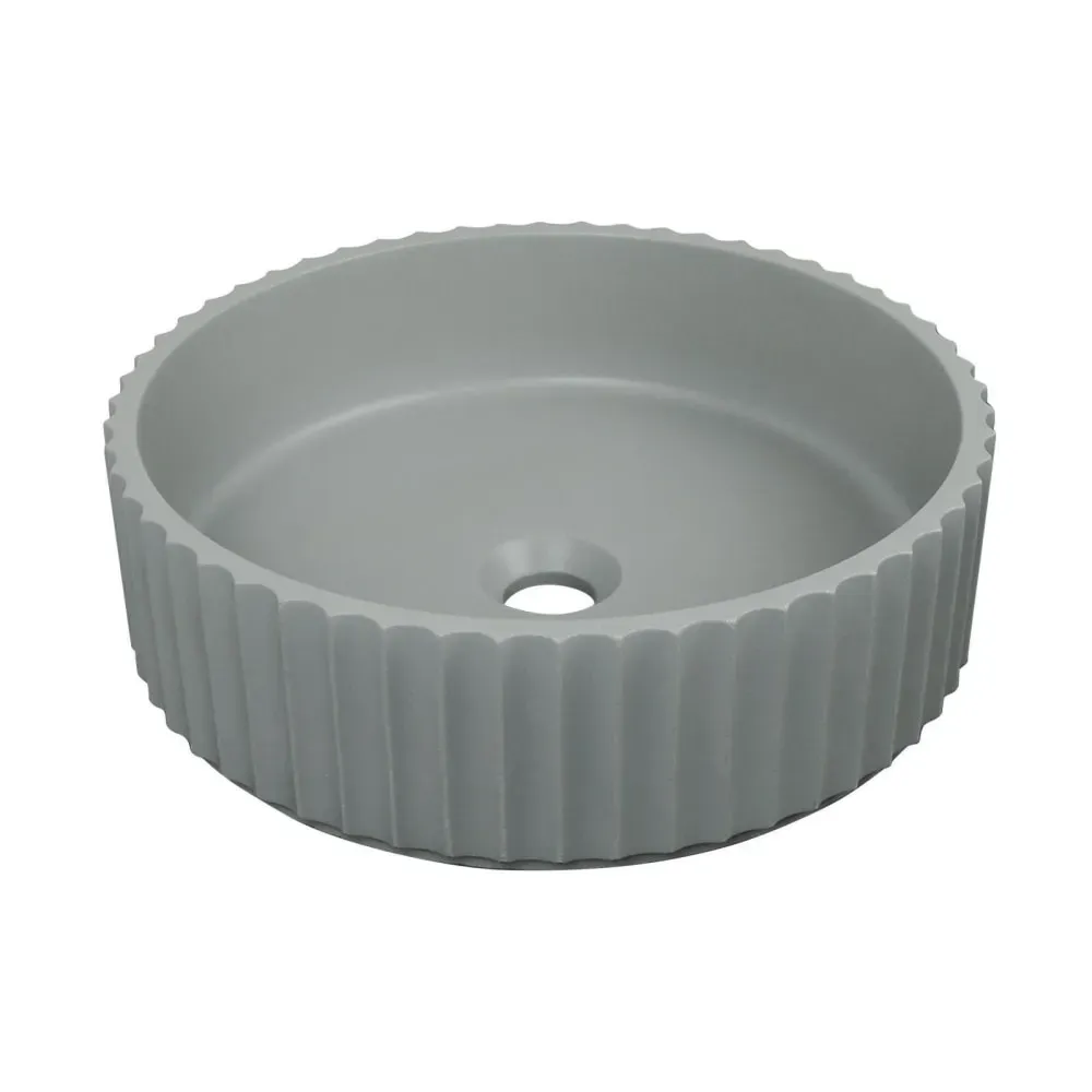 Illustration numéro 2 du produit Vasque à poser ronde béton texturé vert 39,8cm