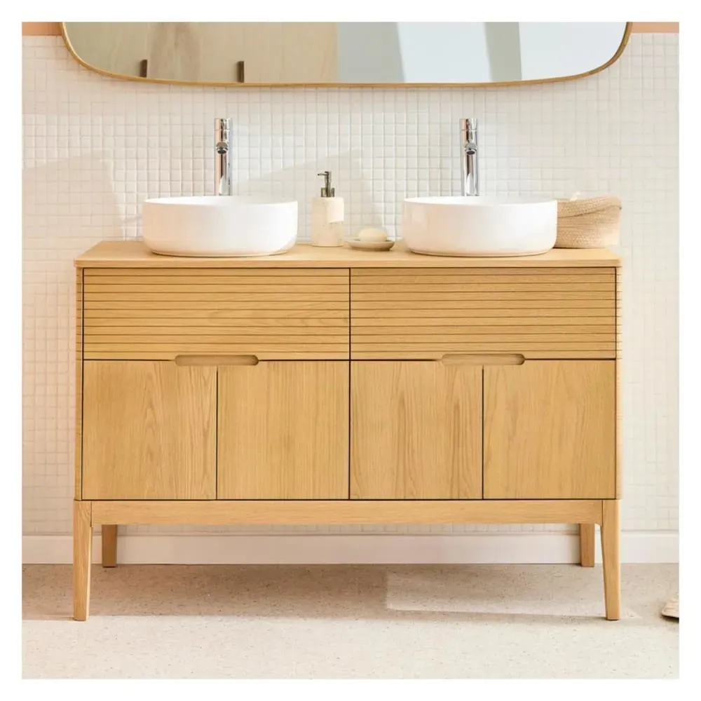 Illustration numéro 2 du produit Ensemble meuble double vasque  120cm + vasque + robinet