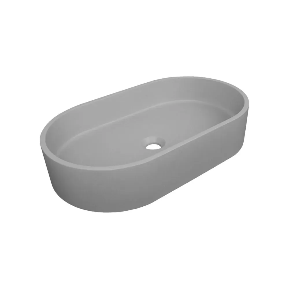 Illustration numéro 2 du produit Vasque à poser ovale en béton gris 60x35cm