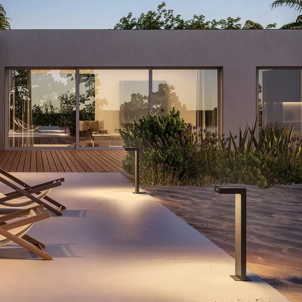 Illustration numéro 2 du produit Borne solaire Aluminium Noir H65CM