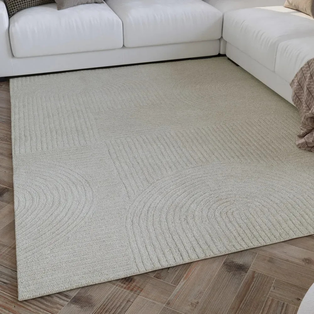 Illustration numéro 2 du produit Tapis écru design tufté main à relief 140x200