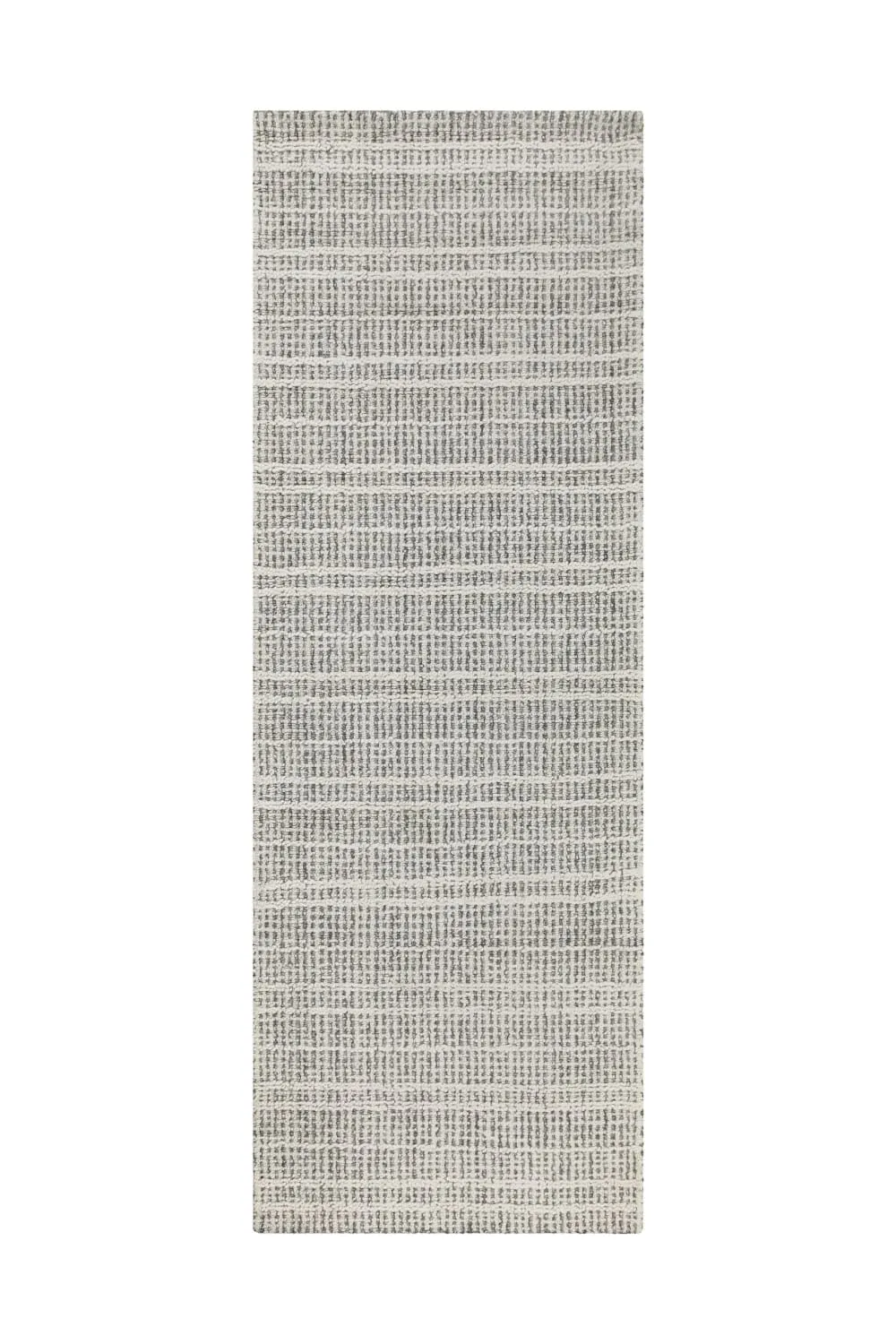 Illustration numéro 2 du produit Tapis gris et écru design tufté main à relief 80x300