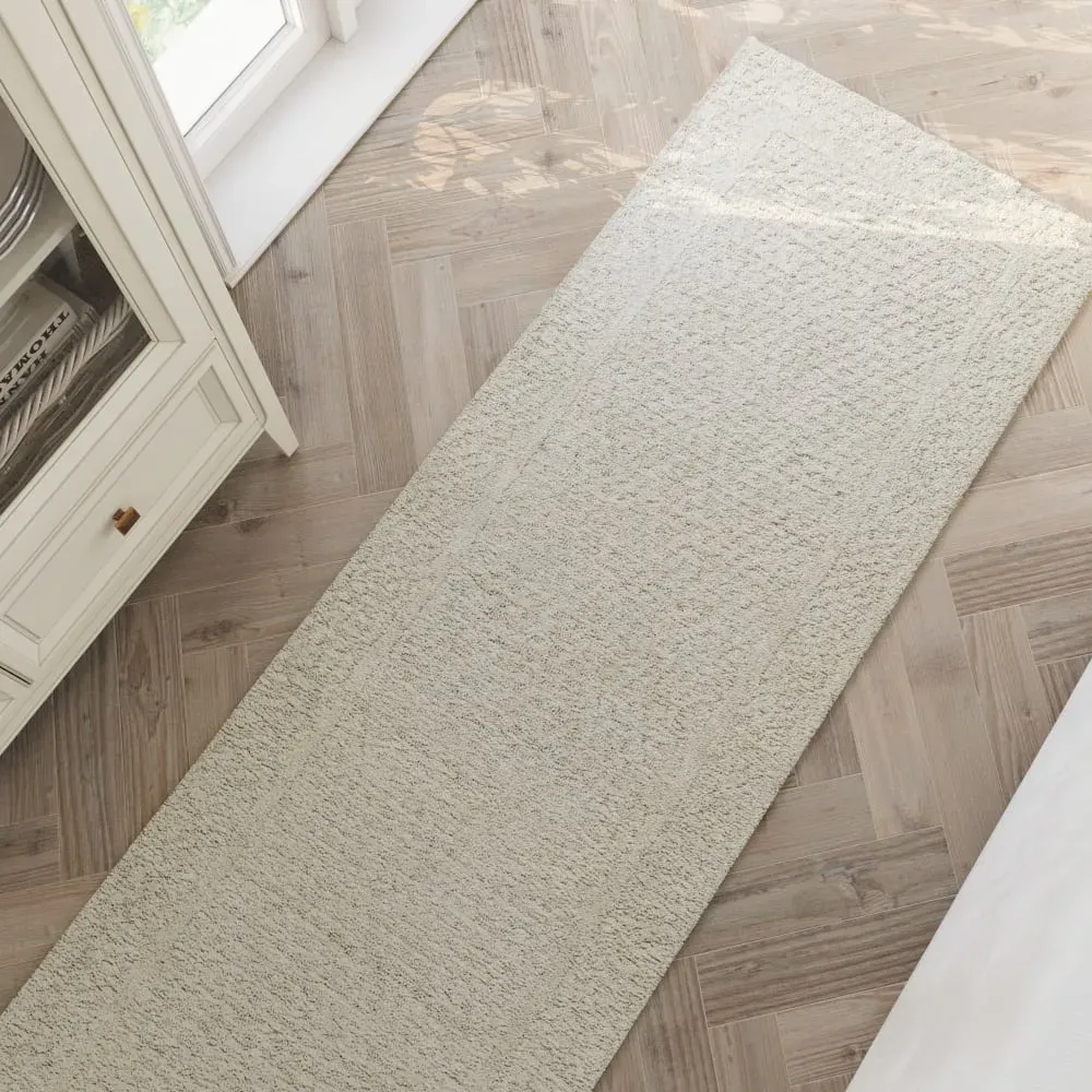 Illustration numéro 2 du produit Tapis écru design tufté main à relief 80x300