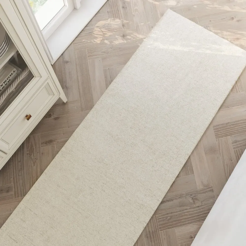 Illustration numéro 2 du produit Tapis pure laine tufté main beige chiné 80x300