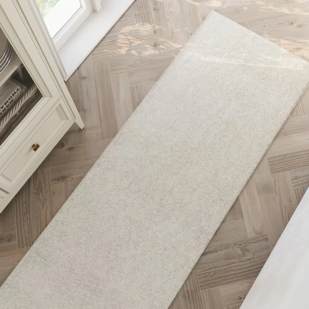 Illustration numéro 2 du produit Tapis pure laine écru  tufté main uni  80x300