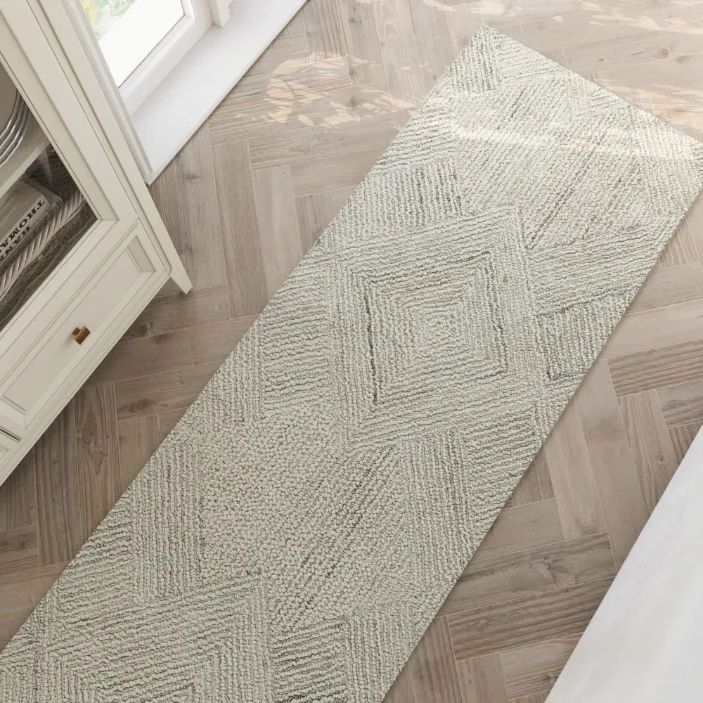 Illustration numéro 2 du produit Tapis écru design tufté main à relief 80x230