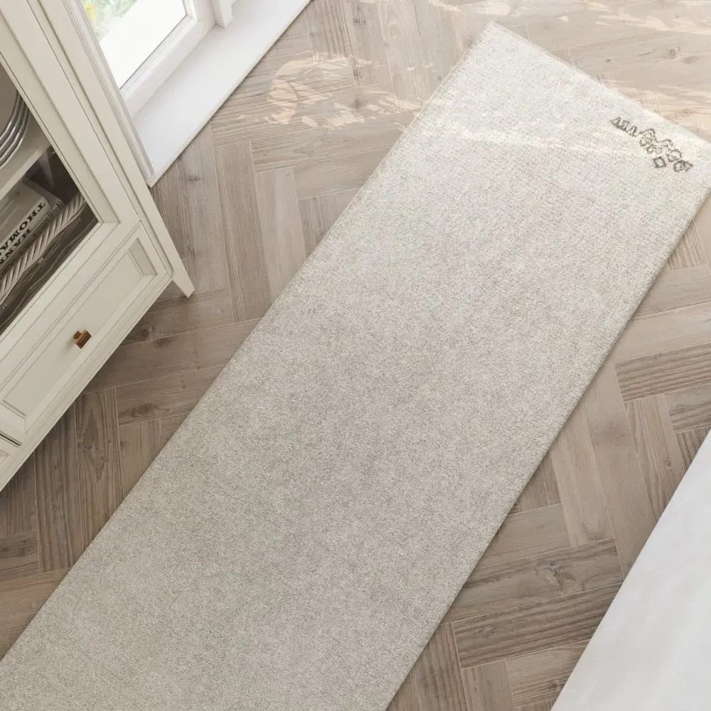 Illustration numéro 2 du produit Tapis pure laine écru  tufté main motif discret 80x230