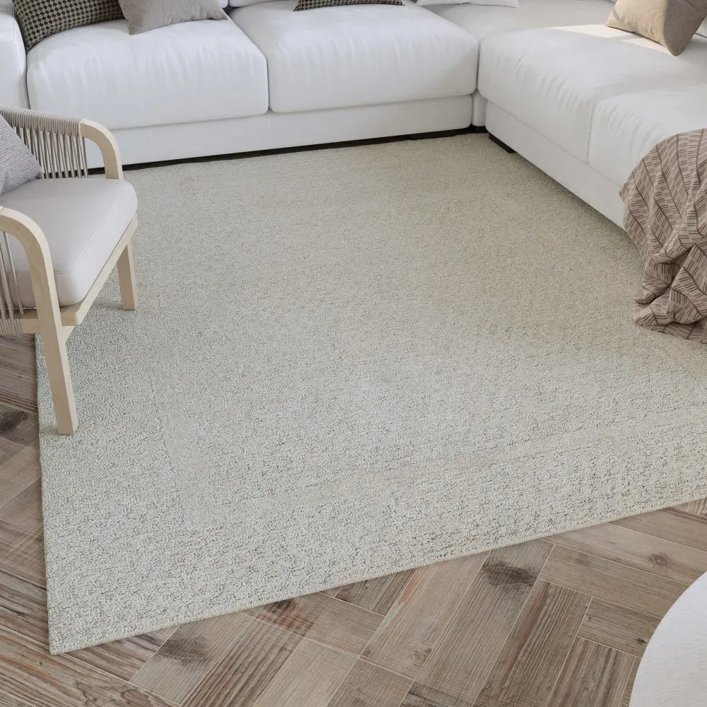 Illustration numéro 2 du produit Tapis écru design tufté main à relief 110x170