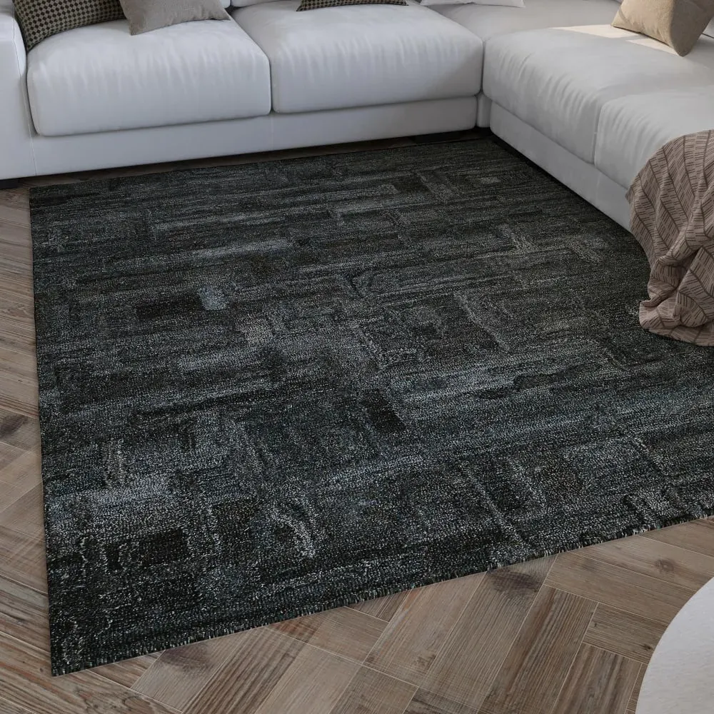 Illustration numéro 2 du produit Tapis gris et bleu design tufté main à relief 160x230