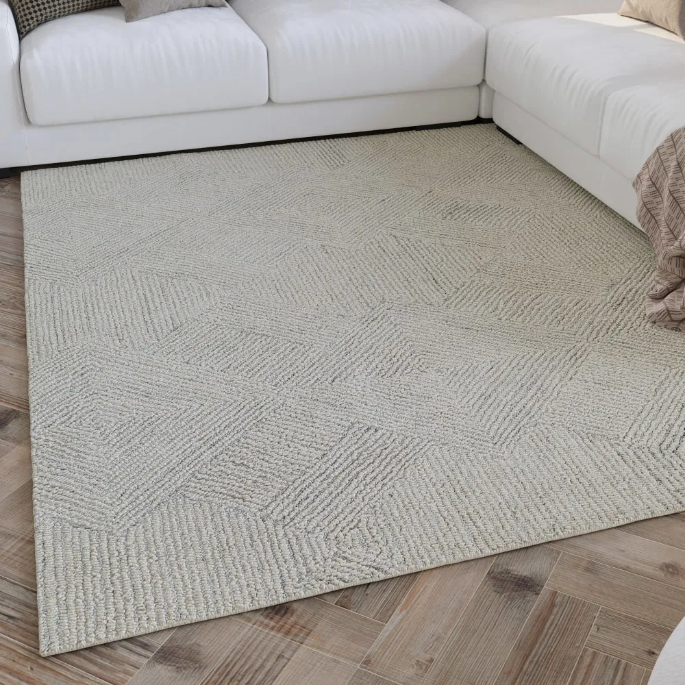 Illustration numéro 2 du produit Tapis écru design tufté main à relief  300x400