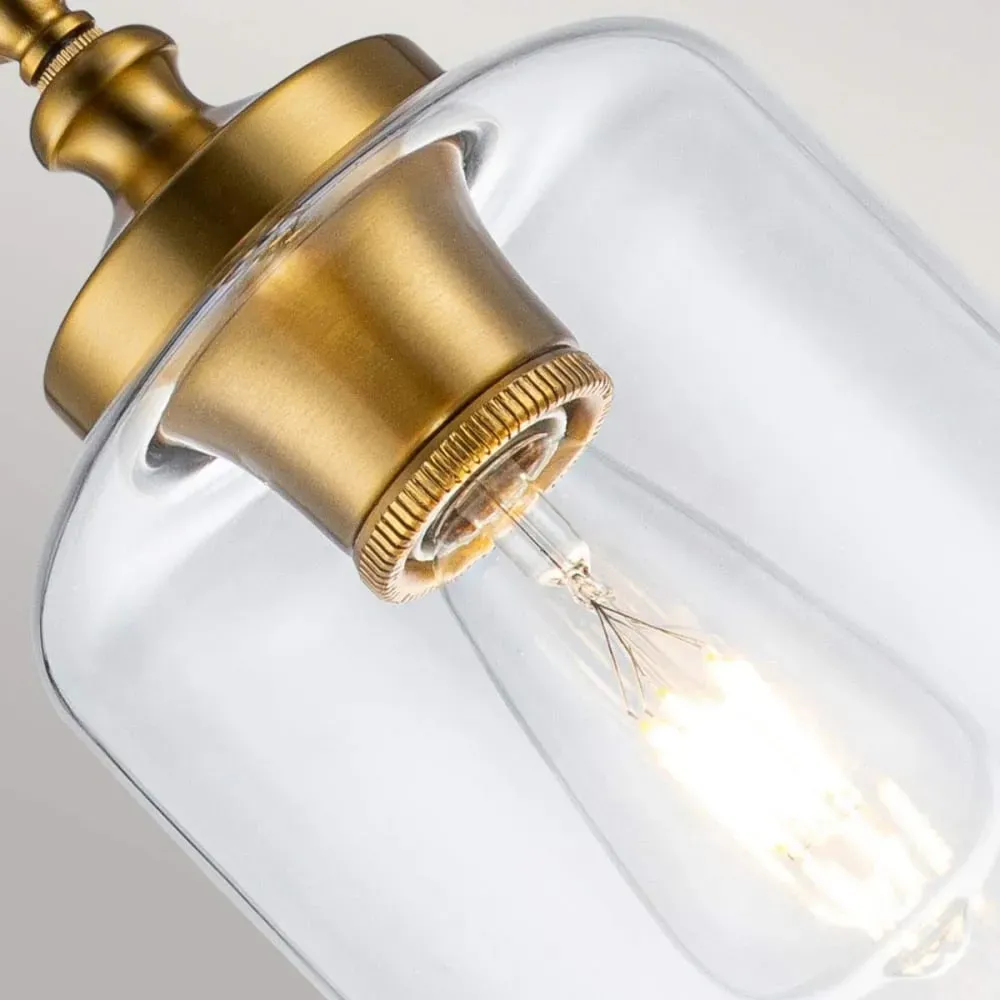 Illustration numéro 2 du produit Suspension en acier verre clair laiton bruni