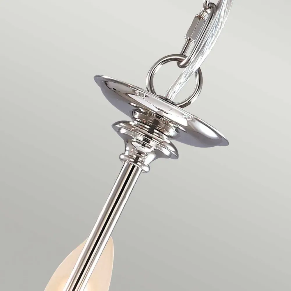 Illustration numéro 2 du produit Lustre en acier, verre et nickel poli