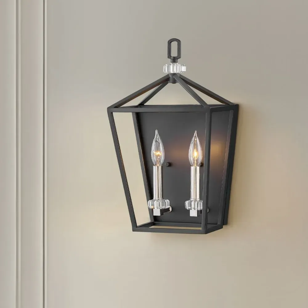Illustration numéro 2 du produit Applique murale en acier et cristal finition noir nickel poli