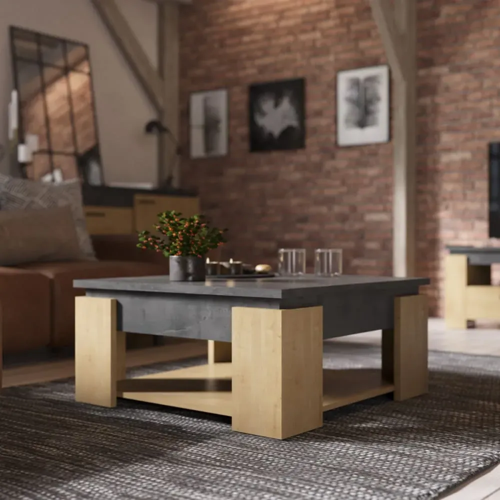 Illustration numéro 2 du produit Table basse L80 cm - Effet Bois clair