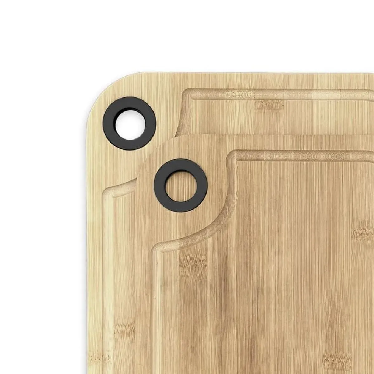 Illustration numéro 2 du produit Lot de 2 planches à découper en bois et silicone  28x20cm