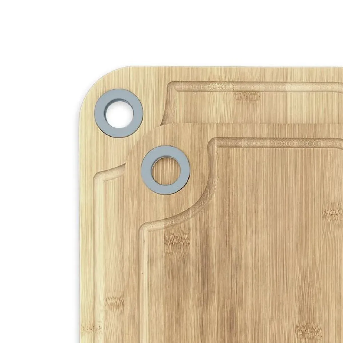 Illustration numéro 2 du produit Lot de 2 planches à découper en bois et silicone  28x20cm