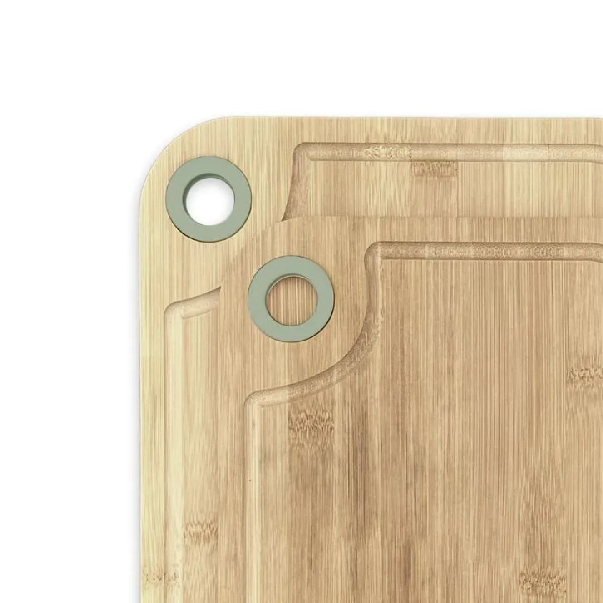 Illustration numéro 2 du produit Lot de 2 planches à découper en bois et silicone  28x20cm