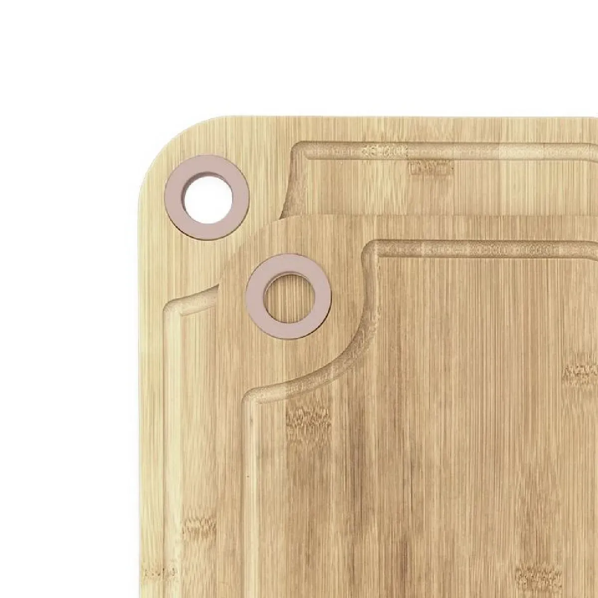 Illustration numéro 2 du produit Lot de 2 planches à découper en bois et silicone  28x20cm