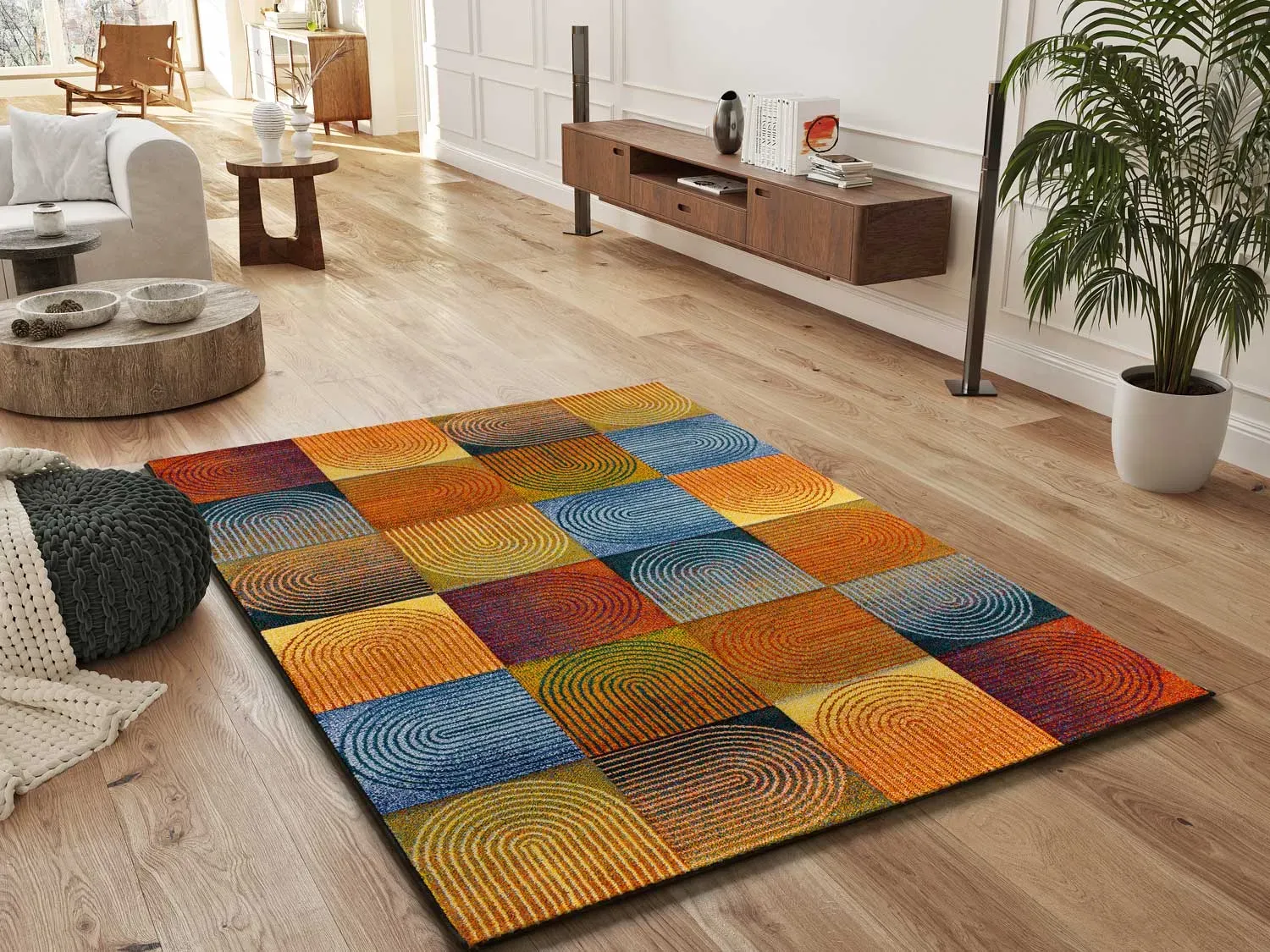Illustration numéro 2 du produit Tapis géométrique multicolore 140x200 cm