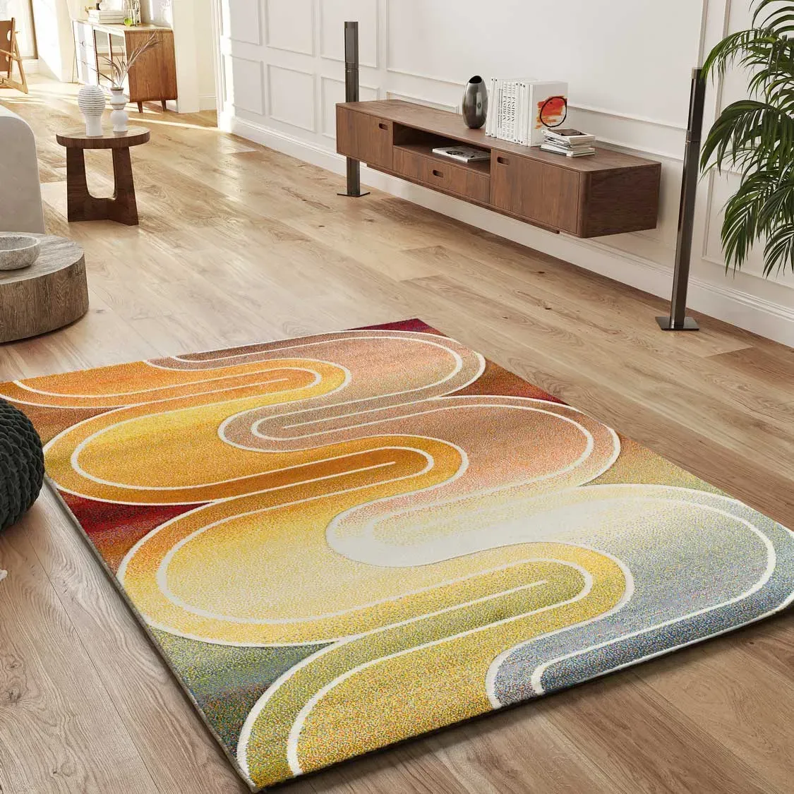 Illustration numéro 2 du produit Tapis géométrique multicolore 140x200 cm