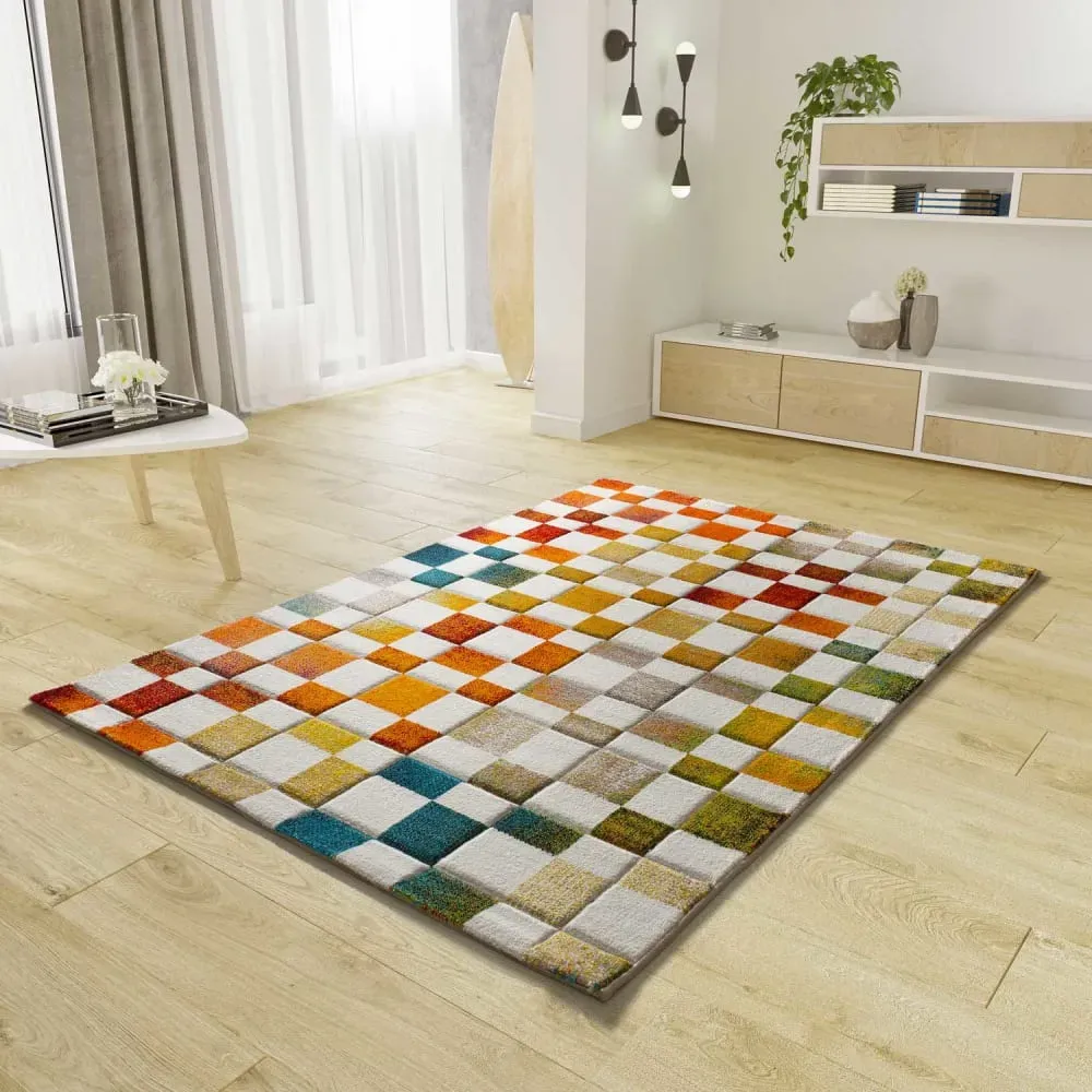 Illustration numéro 2 du produit Tapis damier multicolore 160x230 cm