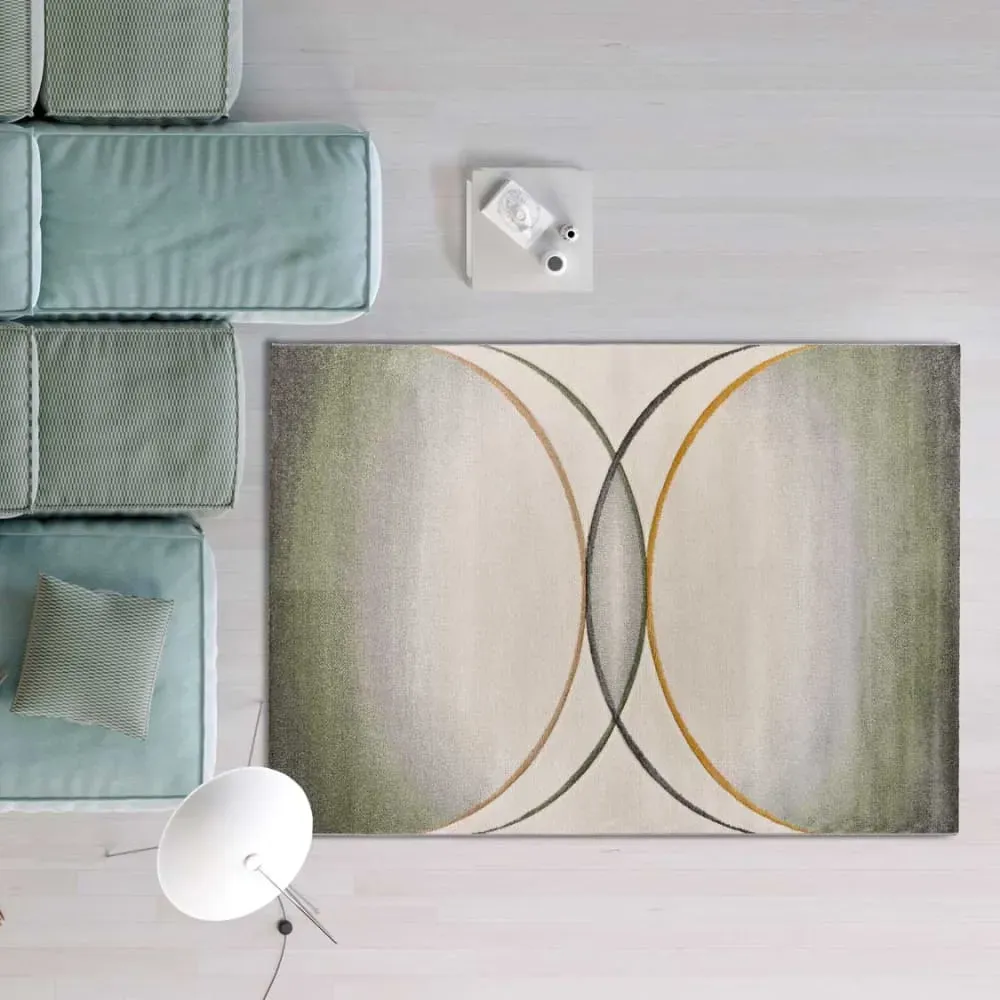 Illustration numéro 2 du produit Tapis moderne crème/vert/gris 160x230 cm