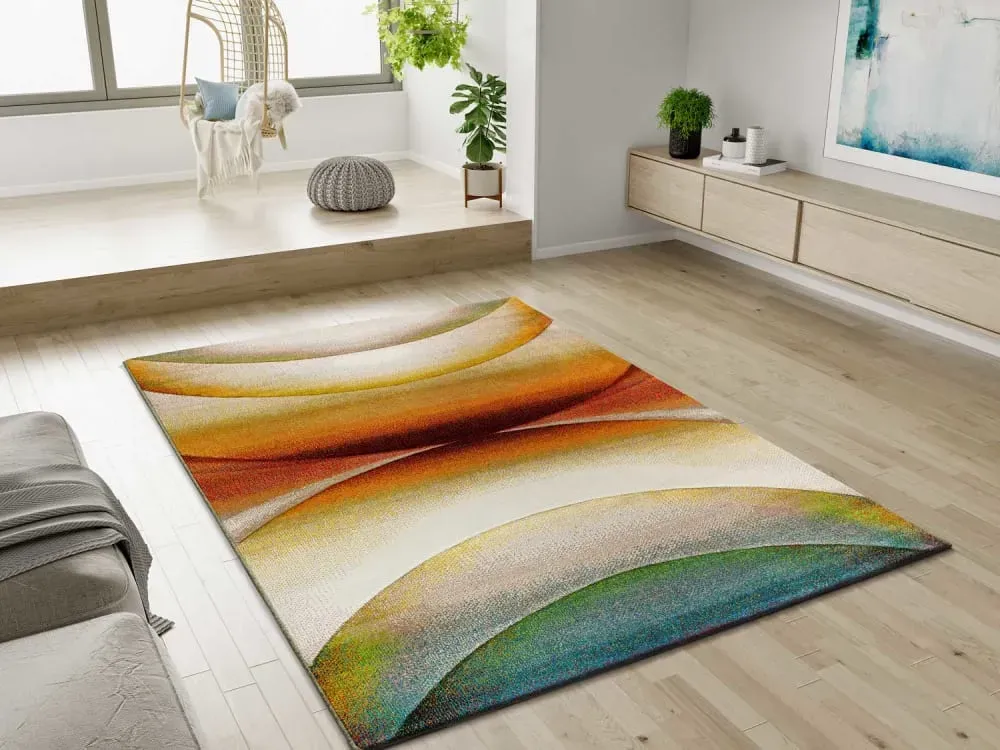 Illustration numéro 2 du produit Tapis abstrait beige/rouille/vert 140x200 cm