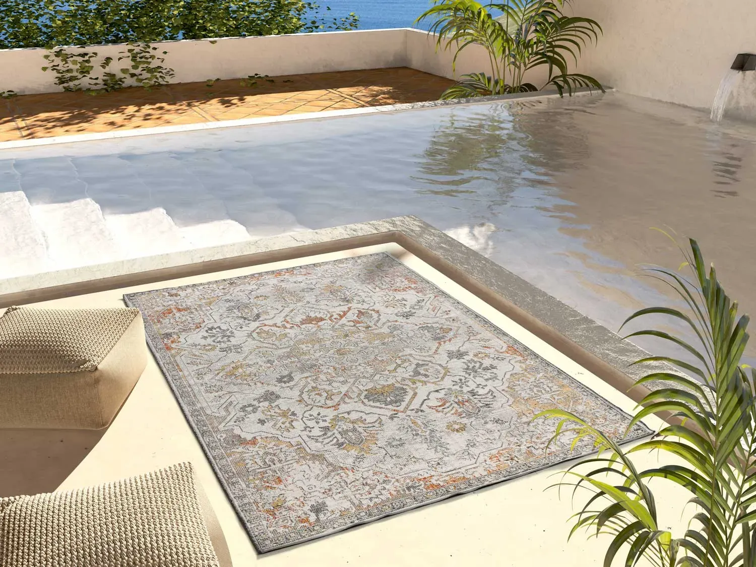 Illustration numéro 2 du produit Tapis d'extérieur vintage beige/gris 160x230 cm