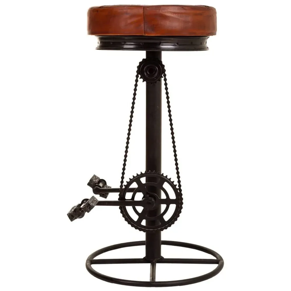 Illustration numéro 2 du produit Tabouret en métal et cuir noir 41x41x80