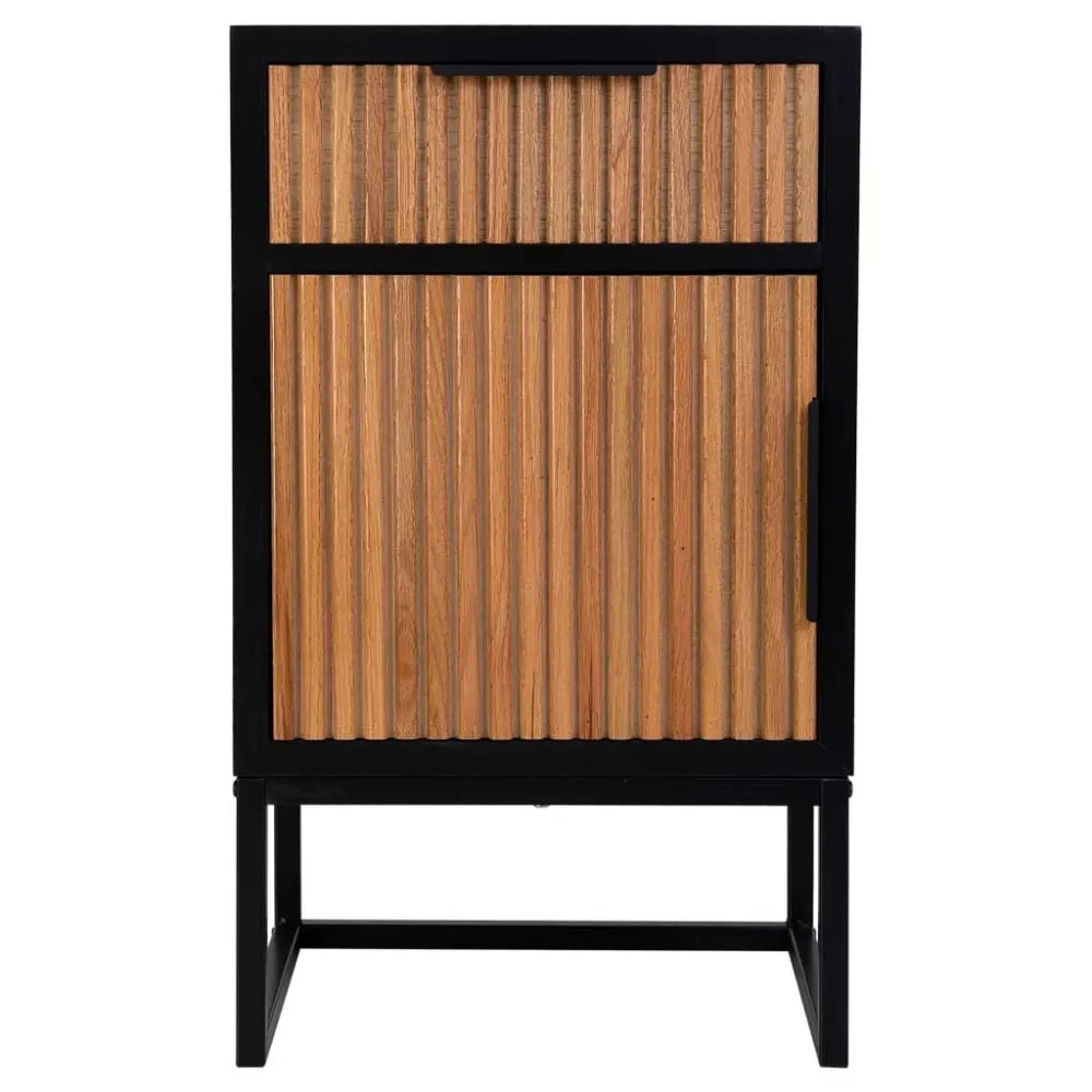 Illustration numéro 2 du produit Table de nuit en bois et métal avec 1 tiroir et 1 porte 42x36,5x71h cm