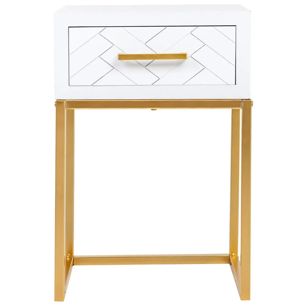 Illustration numéro 2 du produit Table de nuit 1 tiroir en bois et métal 40x36x60h cm