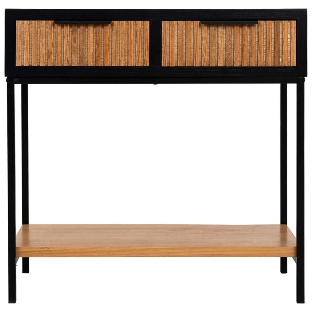 Illustration numéro 2 du produit Meuble d'entrée avec 2 tiroirs, bois et métal, 80x42x79h cm