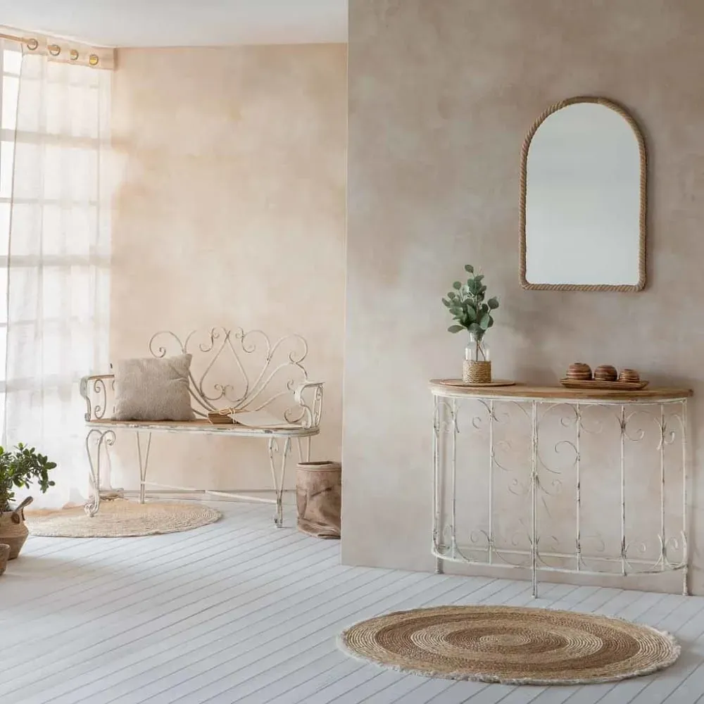 Illustration numéro 2 du produit Console en bois et métal finition vieillie 109x35x81