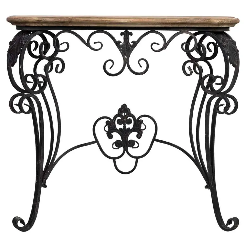 Illustration numéro 2 du produit Console en bois et métal finition vieillie 87x41X80h cm