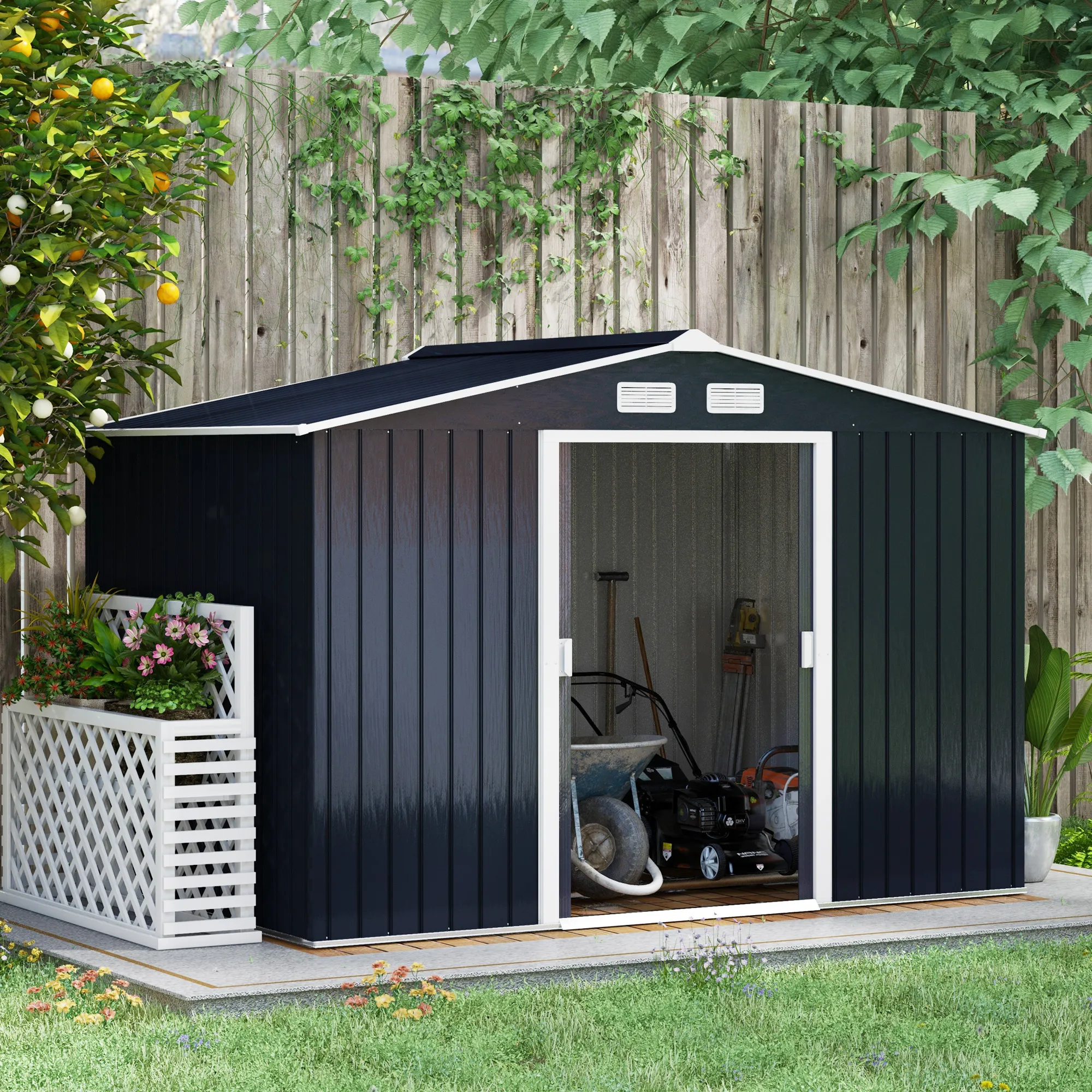 Illustration numéro 2 du produit Abri de jardin 54 m² métal gris foncé