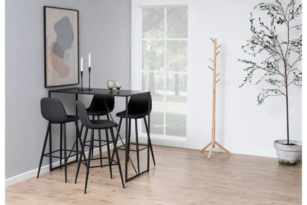 Illustration numéro 2 du produit Lot de 2 tabourets de bar en tissu piétement métal noir anthracite