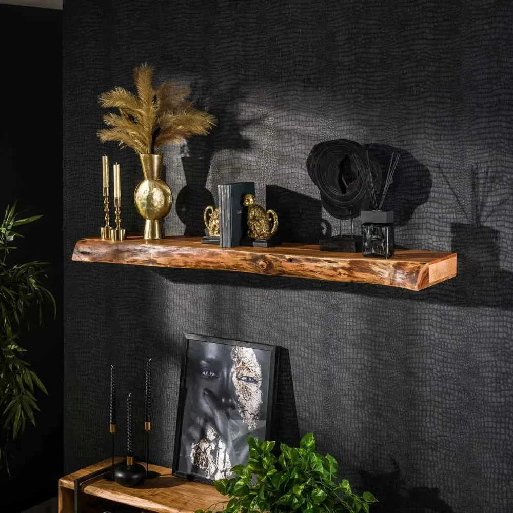 Illustration numéro 2 du produit Etagère murale 150 cm bois d'acacia naturel épais