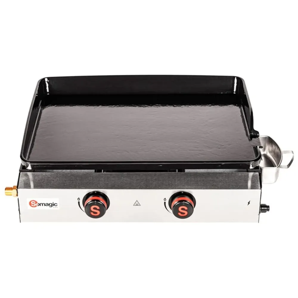 Illustration numéro 2 du produit Plancha à gaz et à poser métal noir 69.5x49x22.5 cm