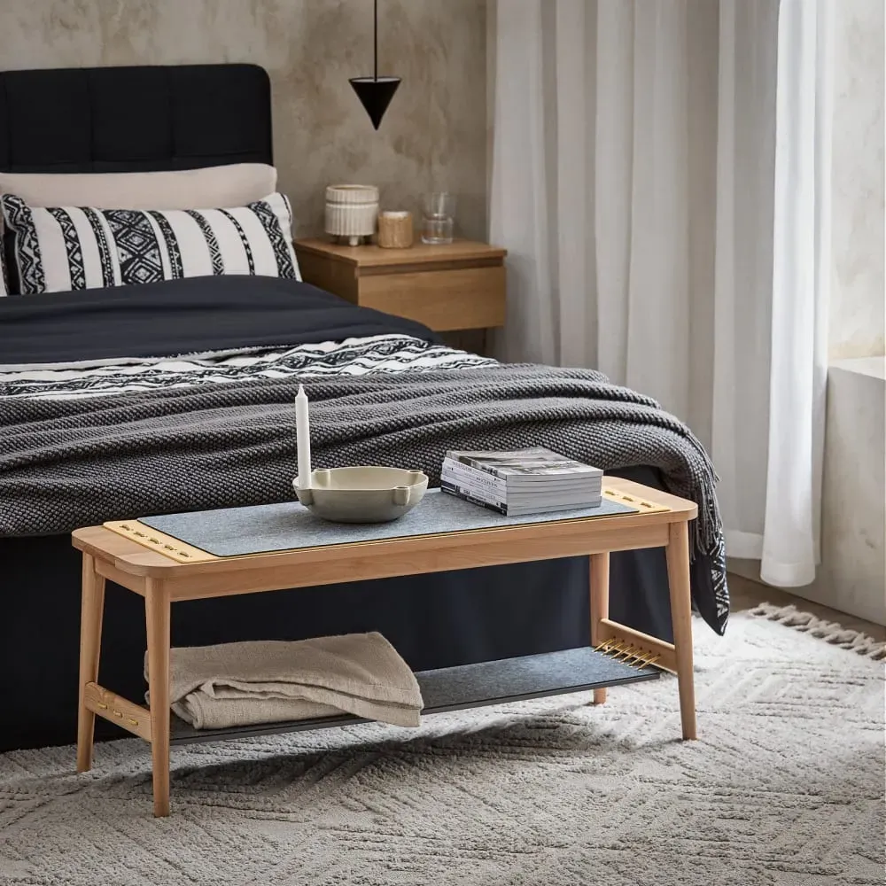 Illustration numéro 2 du produit Banc à Chaussures bout de lit avec raccords à tenon effet bois