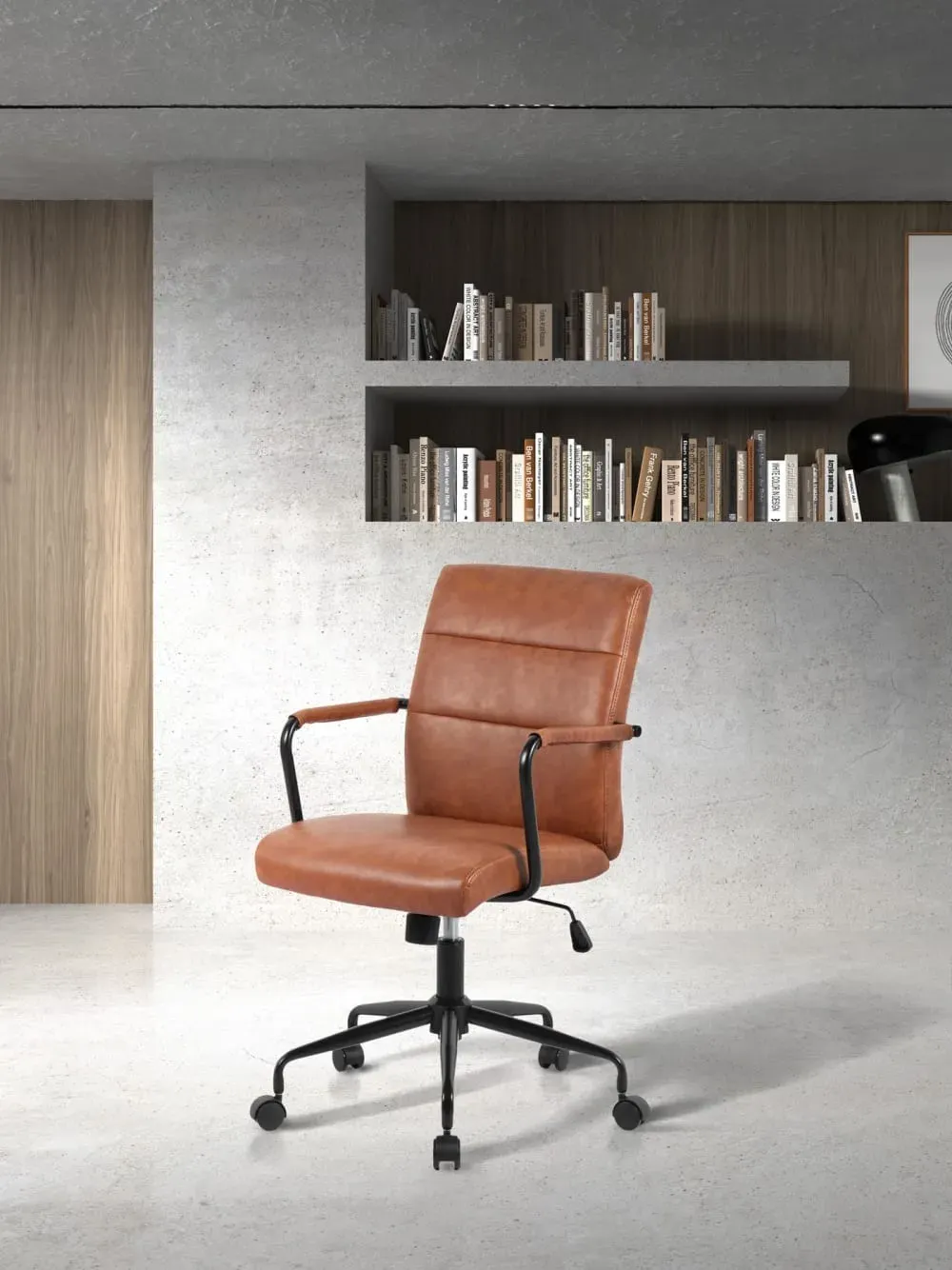 Illustration numéro 2 du produit Chaise de bureau réglable en hauteur simili cuir marron 99x64x70 cm