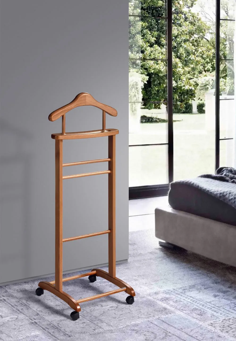 Illustration numéro 2 du produit Valet de nuit en bois de hêtre cerisier 110x45x34 cm