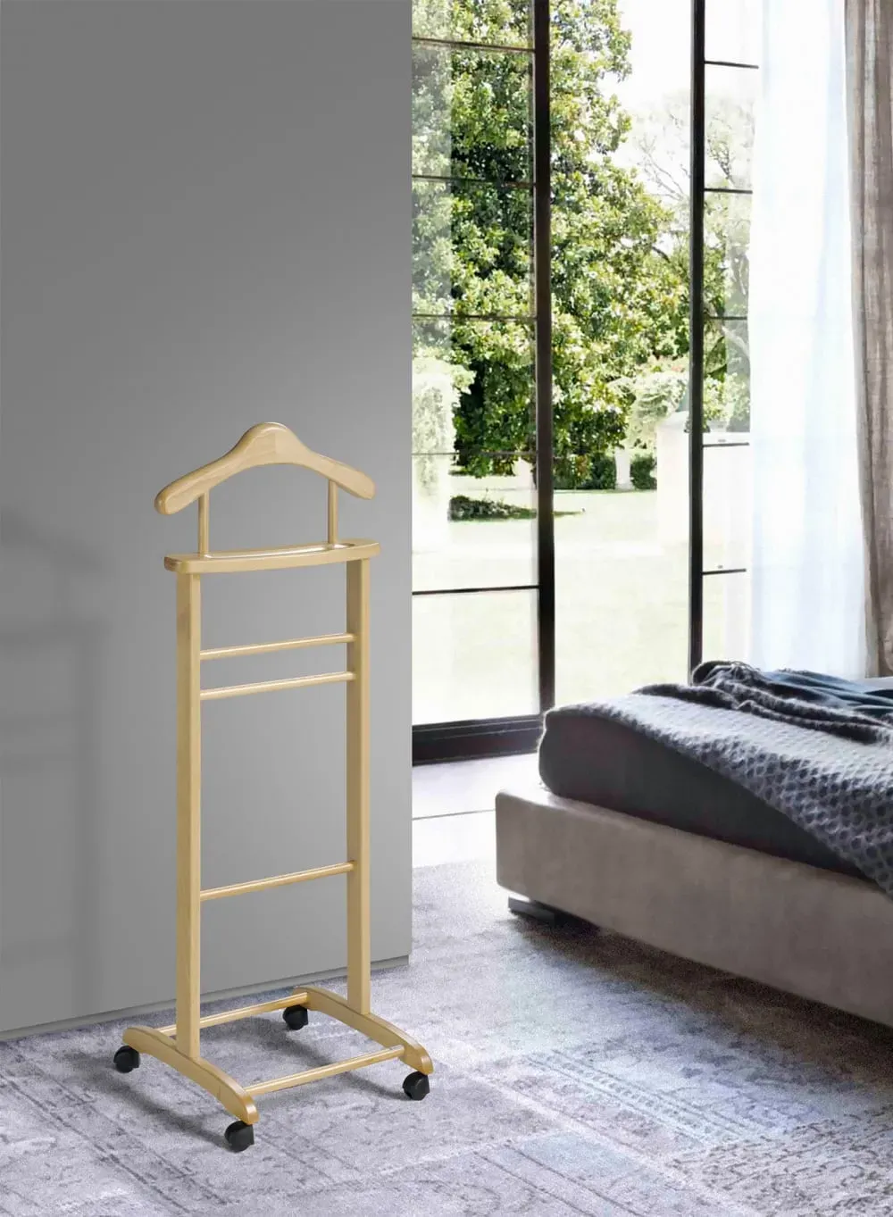 Illustration numéro 2 du produit Valet de nuit en bois de hêtre naturel 110x45x34 cm