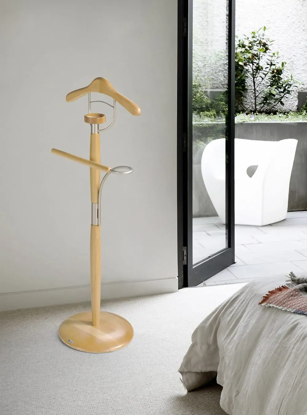 Illustration numéro 2 du produit Valet de nuit en bois de hêtre naturel 110x45x32 cm