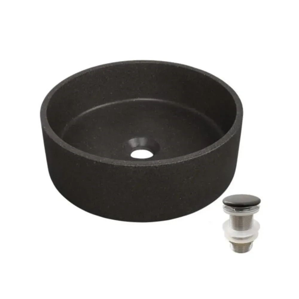 Illustration numéro 2 du produit Vasque à poser ronde en grès + bonde