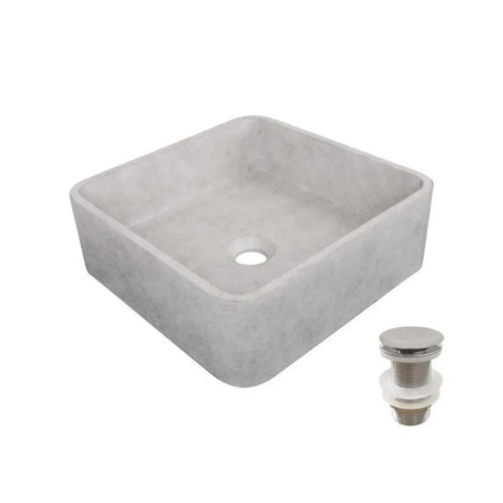 Illustration numéro 2 du produit Vasque à poser carrée 36x36cm  + bonde JAMES