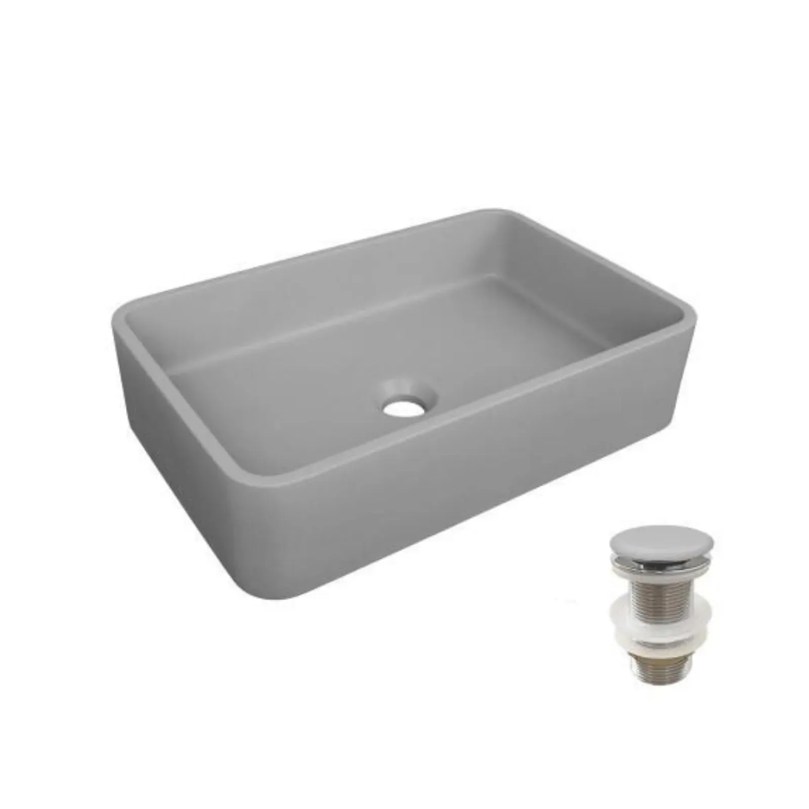 Illustration numéro 2 du produit Vasque à poser en béton lisse  50x32,5cm + bonde