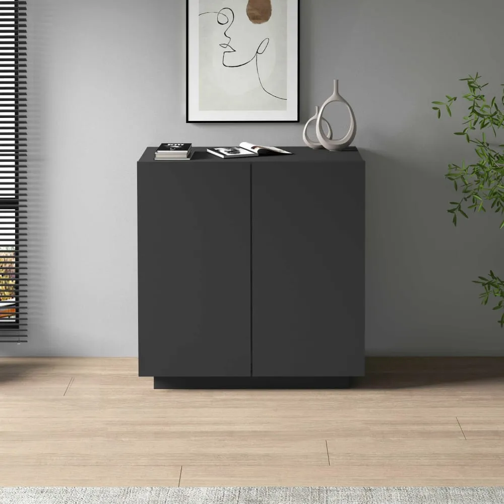 Illustration numéro 2 du produit Armoire multifonction 2 portes 79,20 cm effet bois anthracite mat